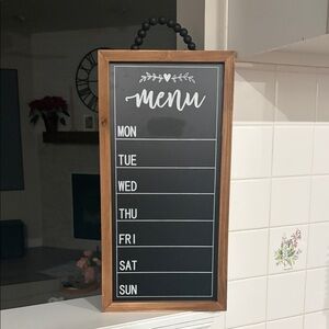 Weekly Menu Chalkboard with Wooden Frame